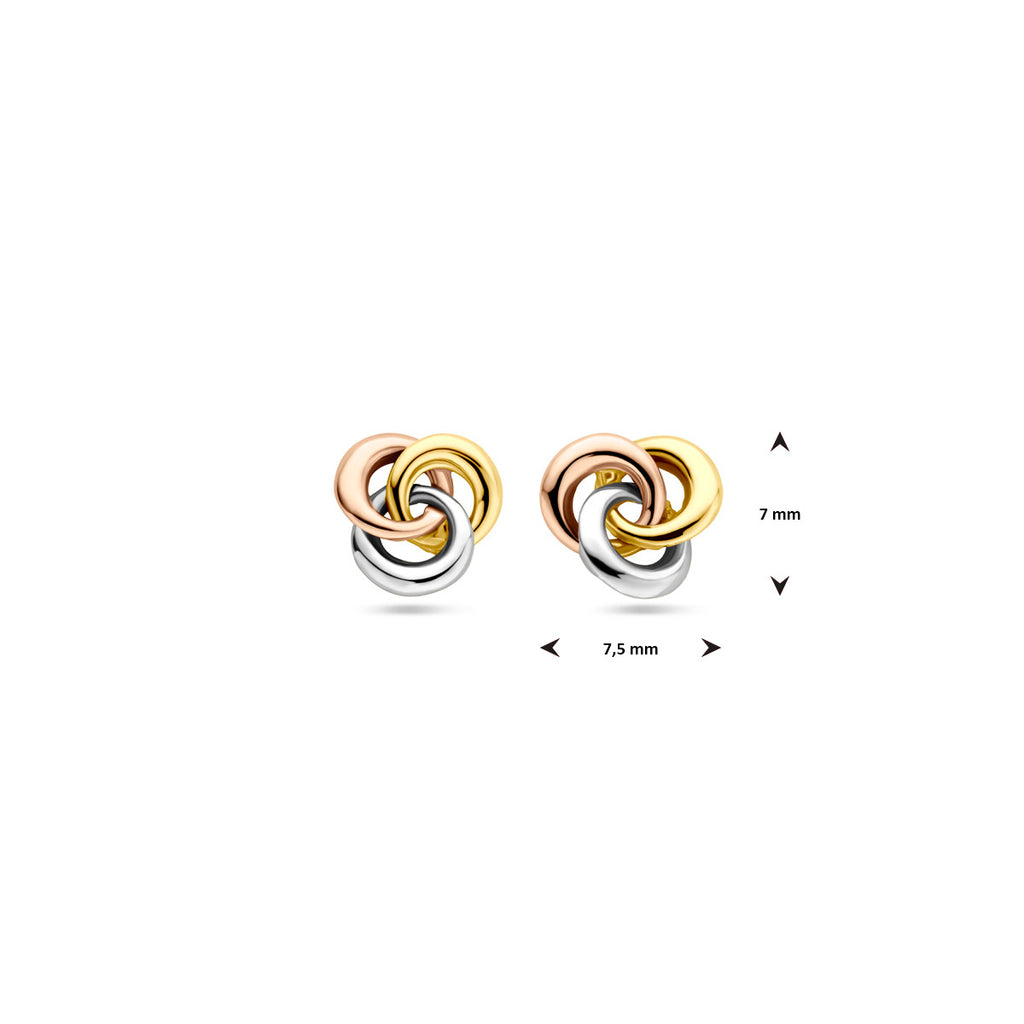 oorknoppen tricolor 7 mm 14K tricolor goud