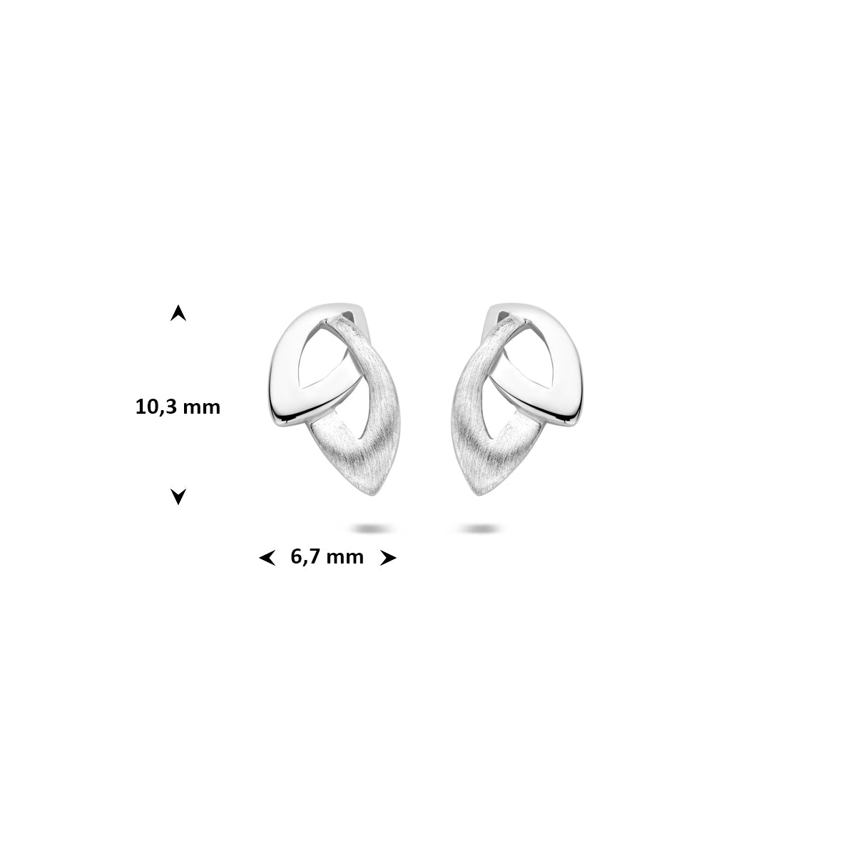 Ohrstecker poliert/matt 10,3 mm Silber rhodiniert