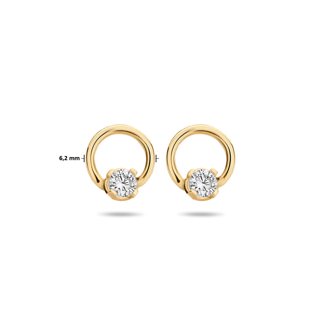 Ohrstecker runder Zirkonia 14K Gelbgold