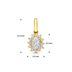 hanger lab grown diamant 0.21ct f vs 6,5 mm 14K geelgoud