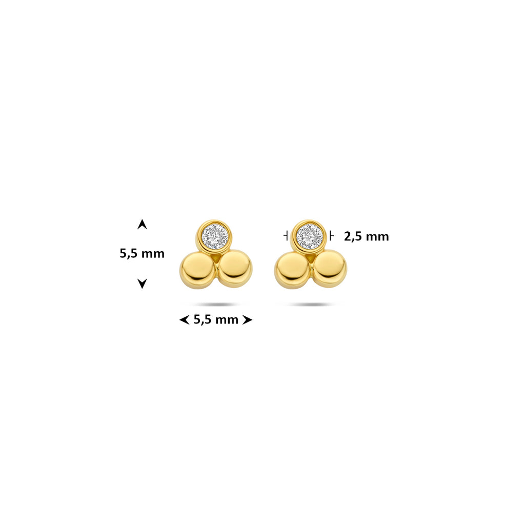 oorknoppen lab grown diamant 0.13ct (2x 0.065ct) f vs 5,5 mm 14K geelgoud