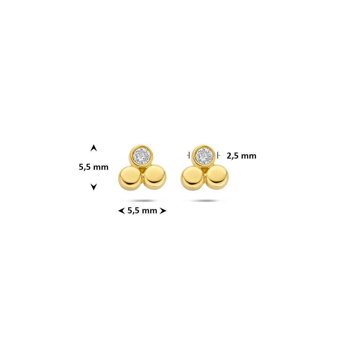 oorknoppen lab grown diamant 0.13ct (2x 0.065ct) f vs 5,5 mm 14K geelgoud