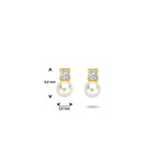 Ohrstecker Perle und Zirkonia 14K Gelbgold