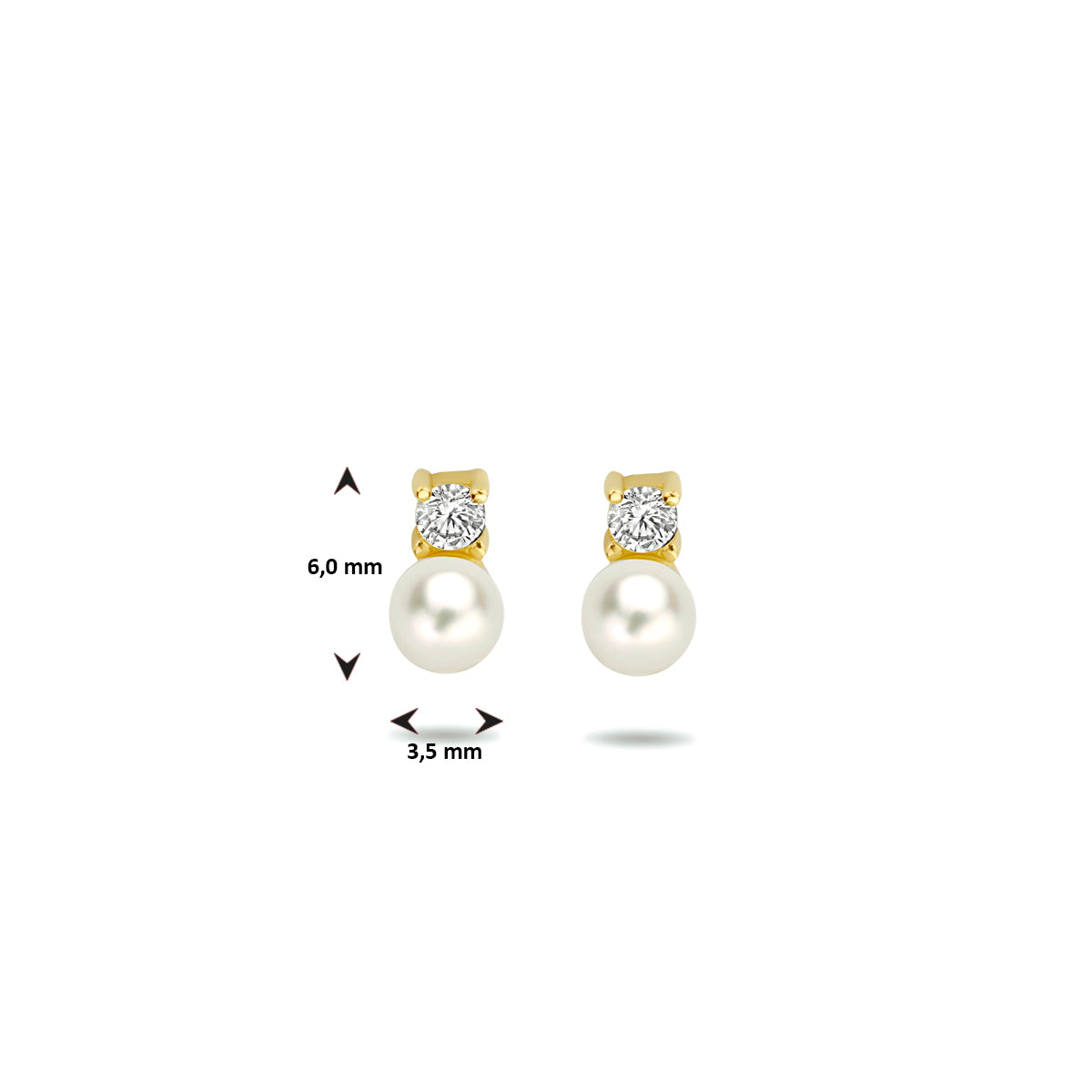 Ohrstecker Perle und Zirkonia 14K Gelbgold