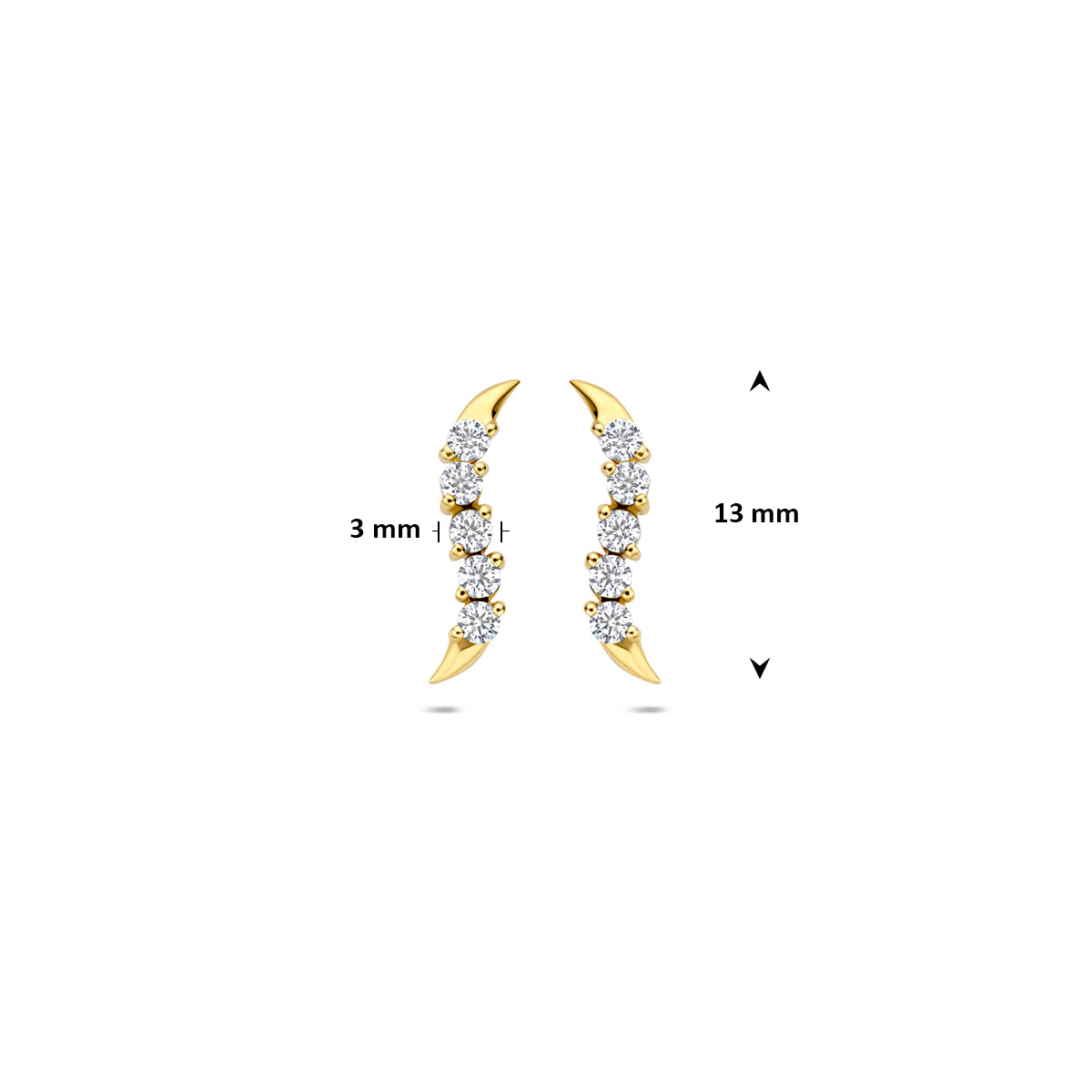 oorknoppen zirkonia 14K geelgoud
