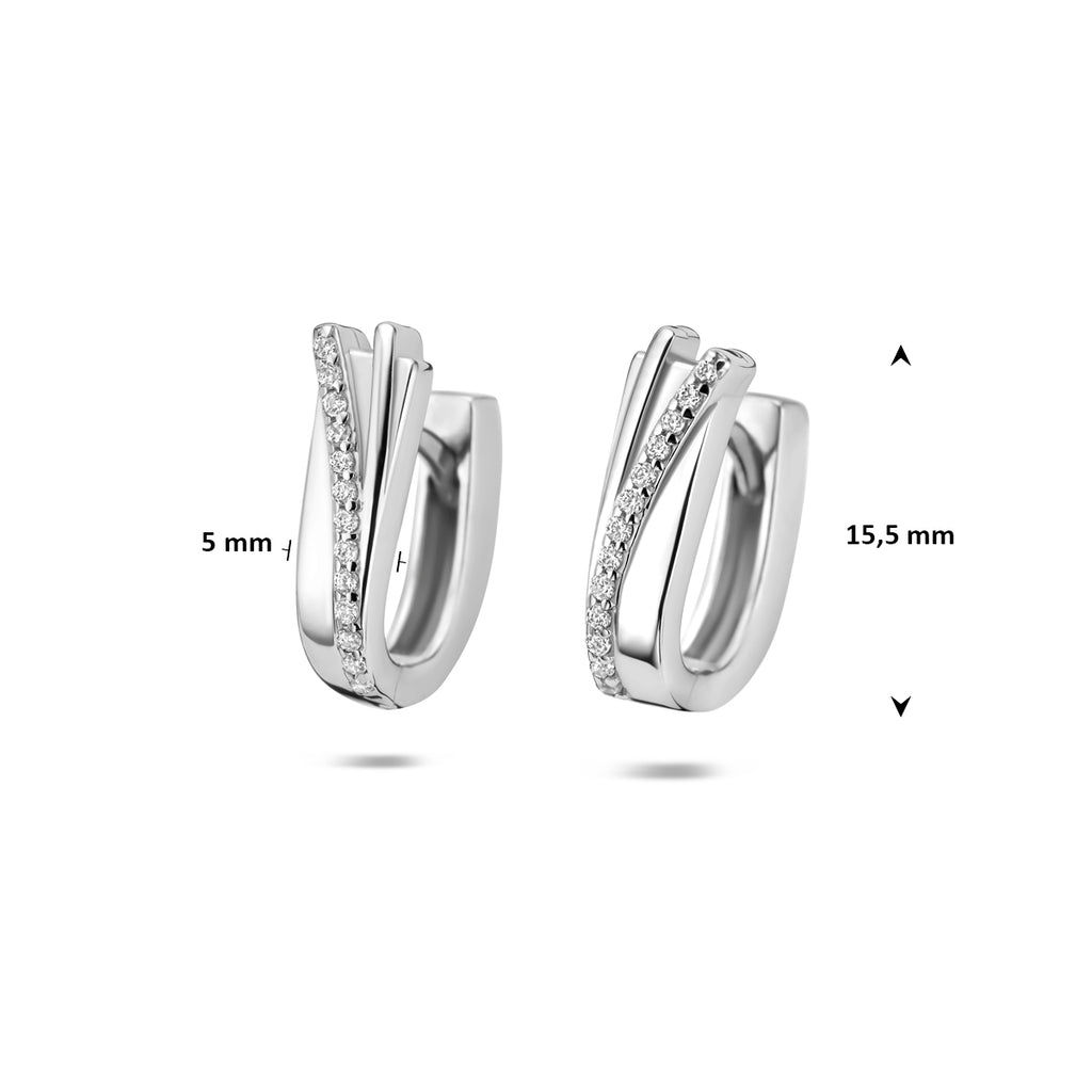 klapoorringen zirkonia 15,5 mm zilver gerhodineerd