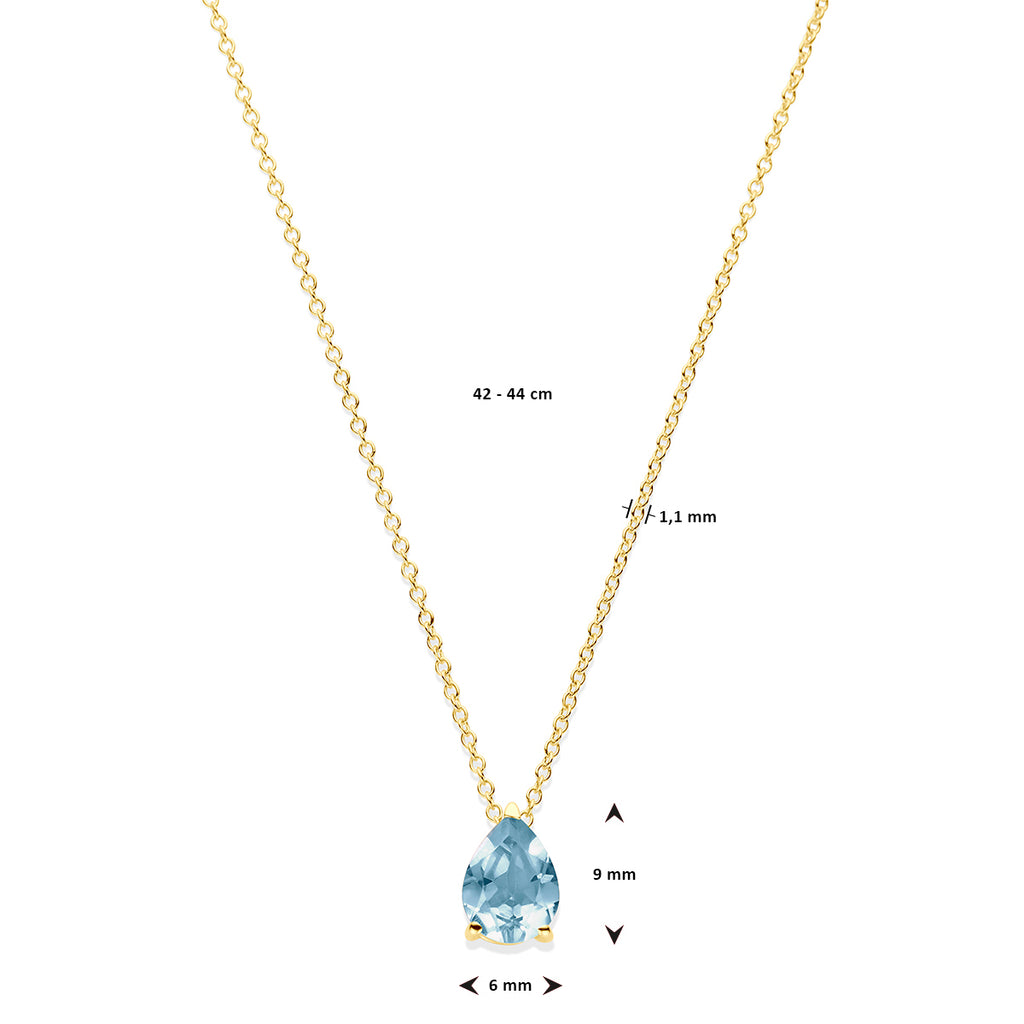 collier blauw topaas 42 – 44 cm 14K geelgoud