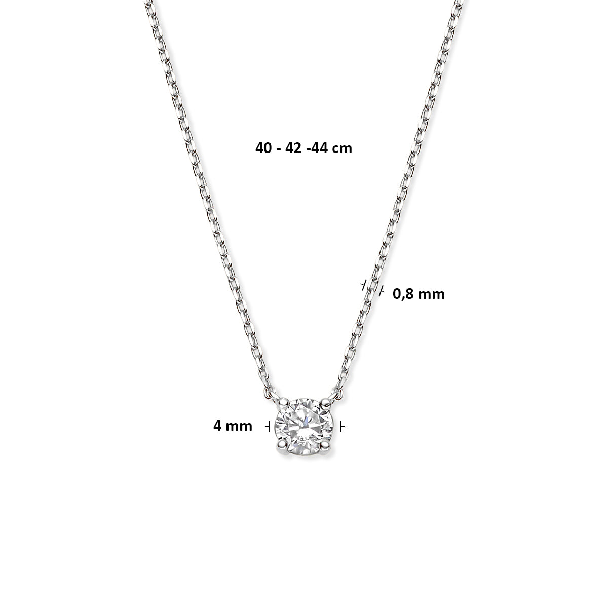 Zirkonia-Halskette 40 - 42 - 44 cm 14K Weißgold