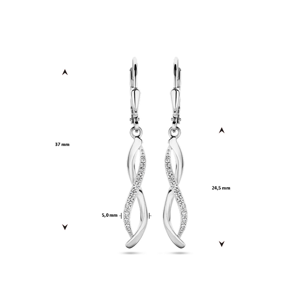 oorhangers zirkonia brisur haak zilver gerhodineerd
