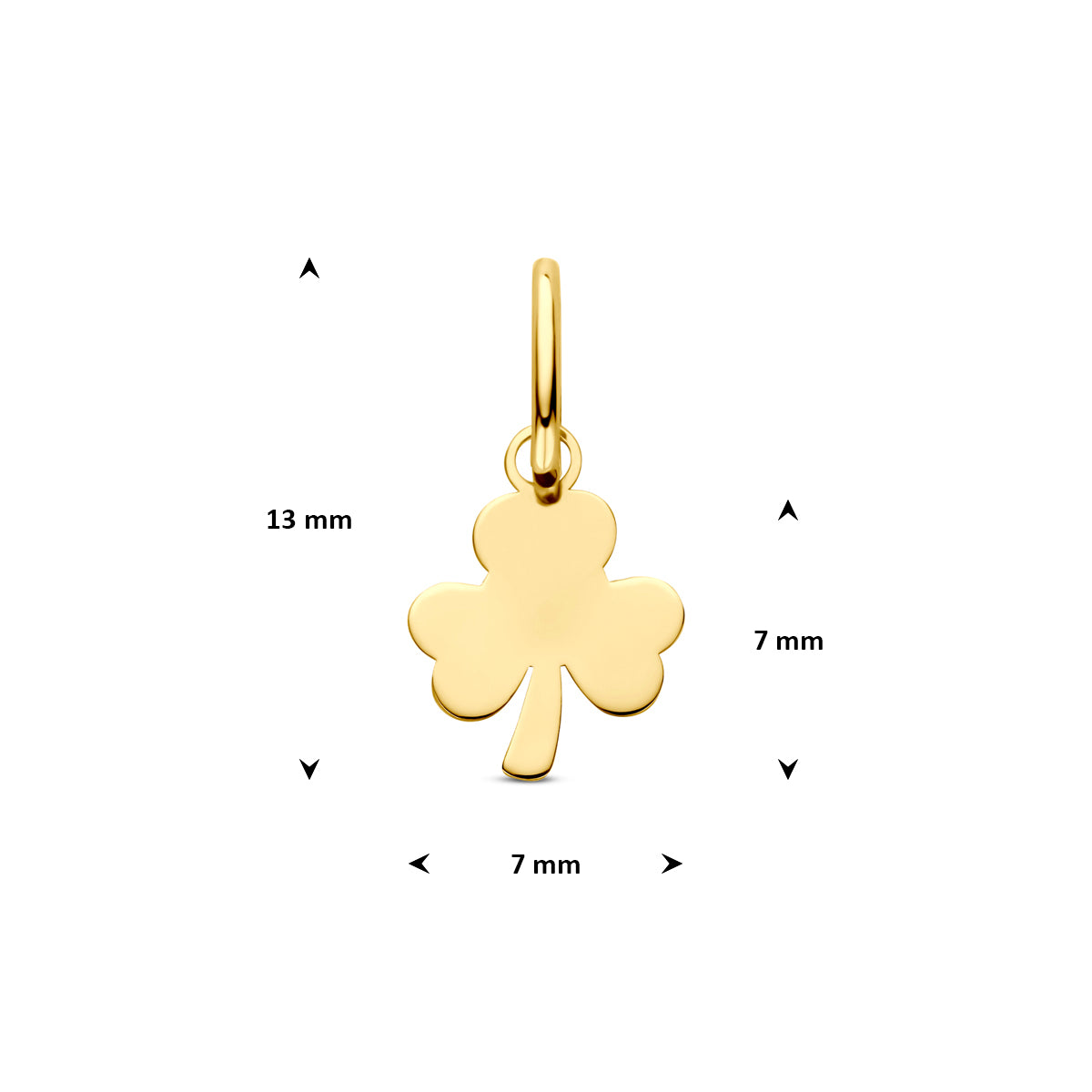 hanger klaver 7 mm 14K geelgoud