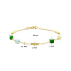 armband blauw en groen kwartsiet 19 cm 14K geelgoud