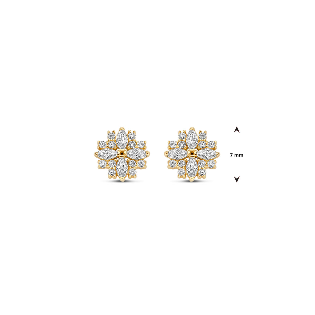 oorknoppen zirkonia 7 mm 14K geelgoud