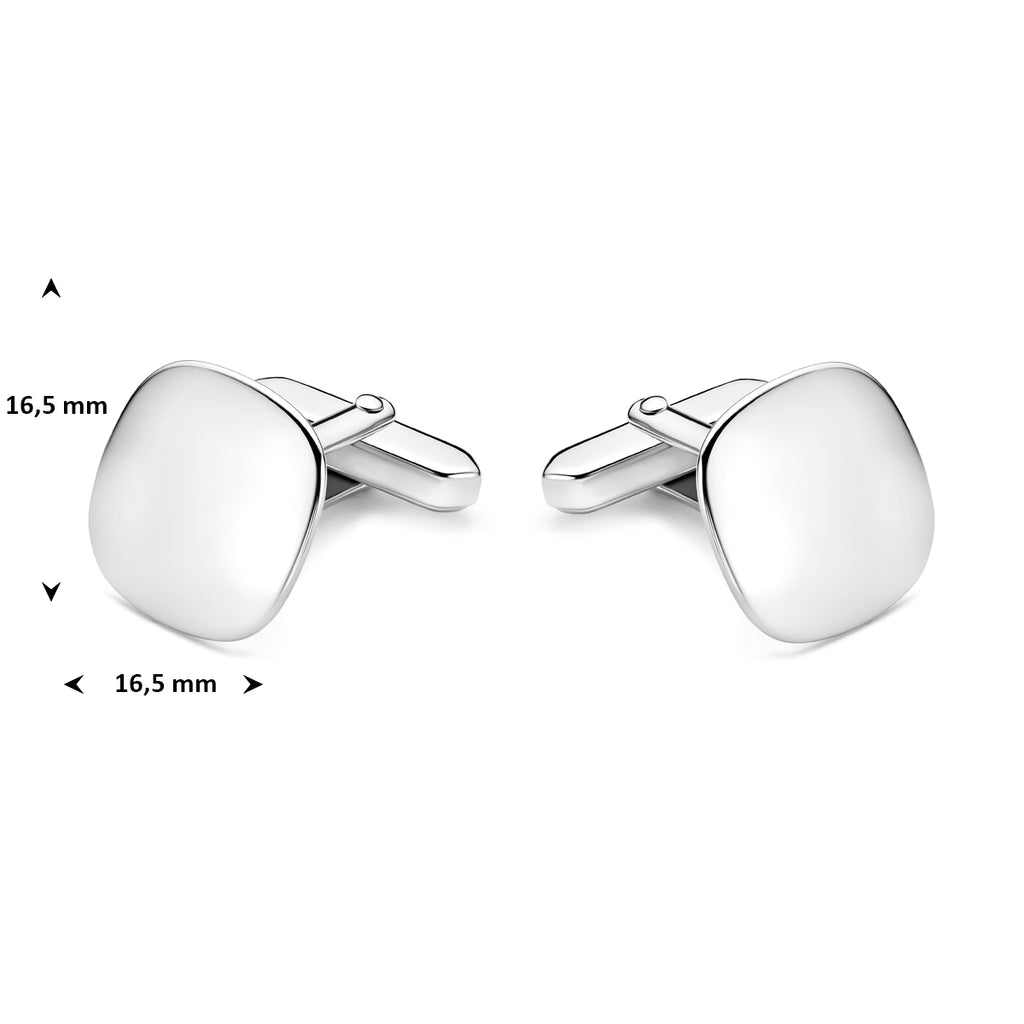 manchetknoppen 16,5 mm zilver gerhodineerd
