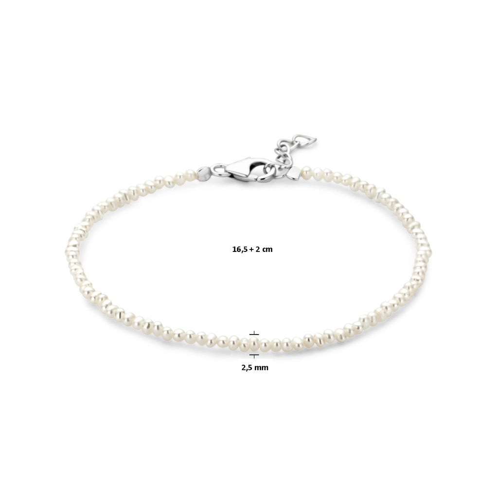 Armband Perlen 16,5 + 2 cm Silber rhodiniert