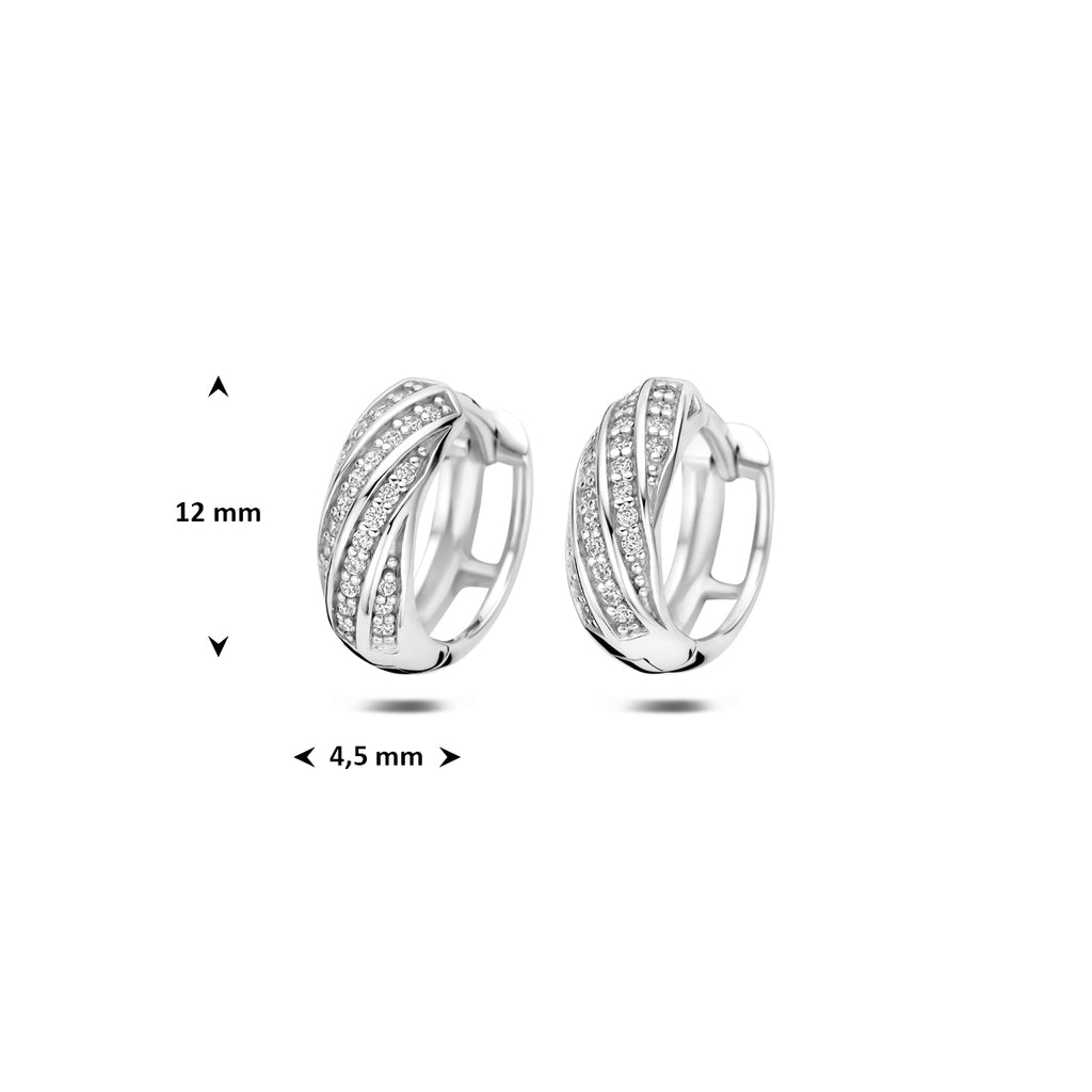 klapoorringen zirkonia 12 mm zilver gerhodineerd