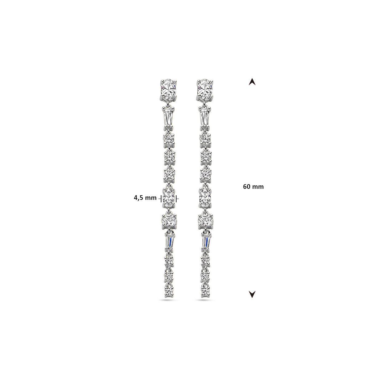 oorhangers zirkonia zilver gerhodineerd