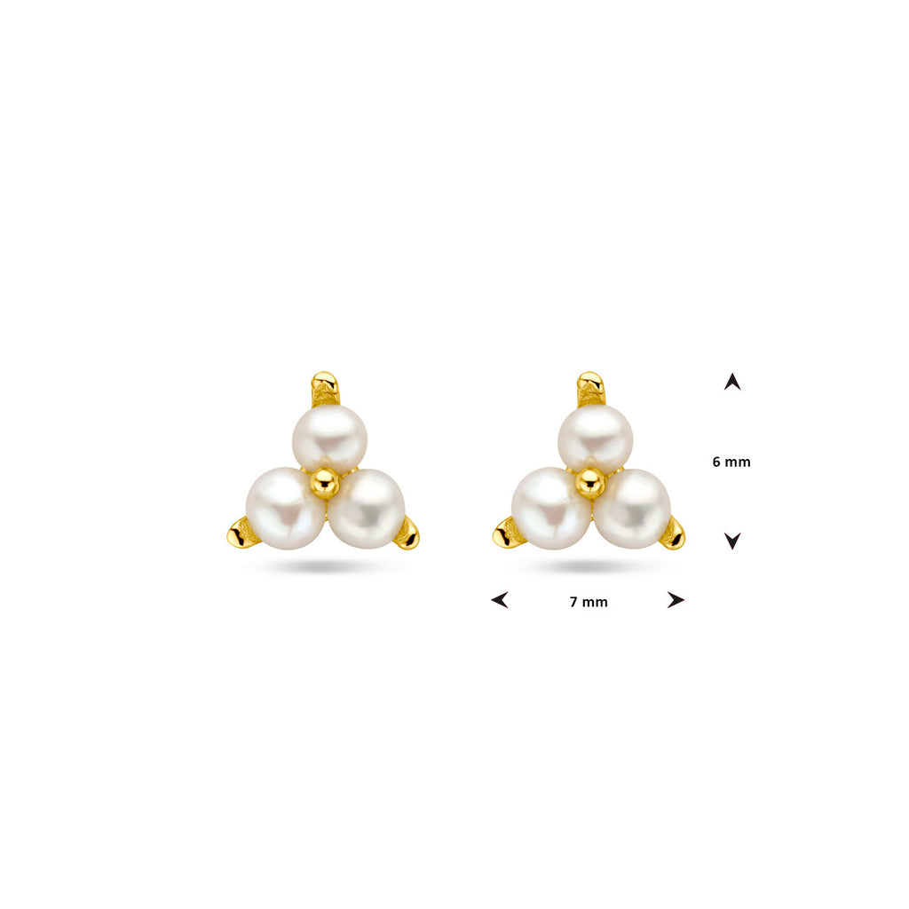 Ohrstecker Perle 1 Mikron Silber vergoldet (gelb)