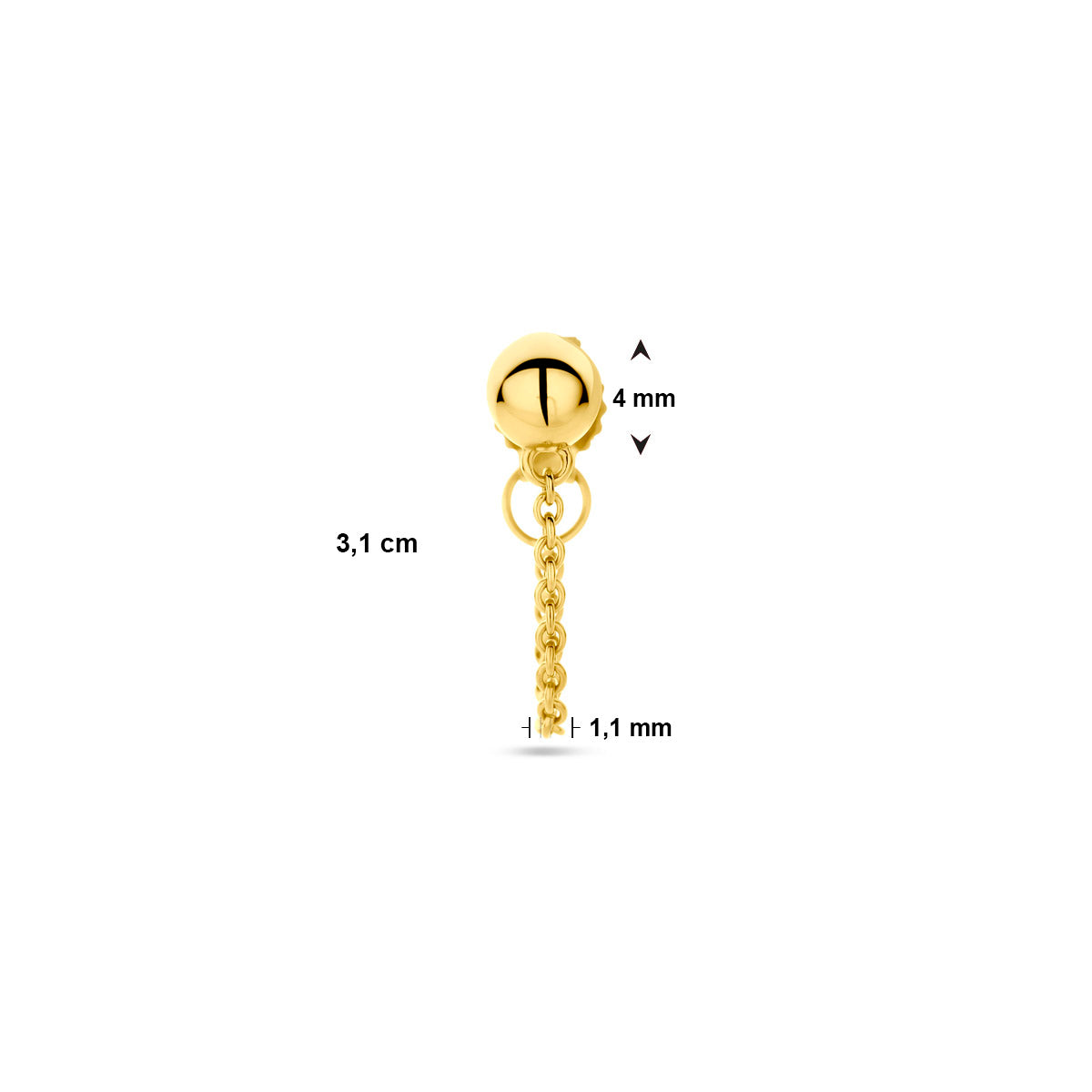 Ohrstecker Halbkugel pro Stück 14K Gelbgold