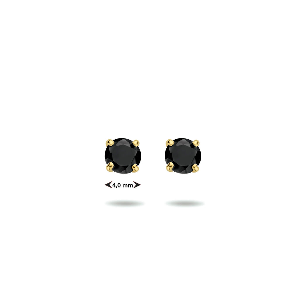 Ohrstecker schwarzer Zirkonia 14K Gelbgold