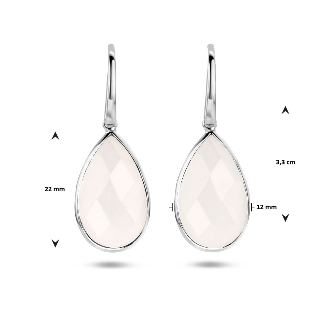 oorhangers wit agaat franse haak zilver gerhodineerd