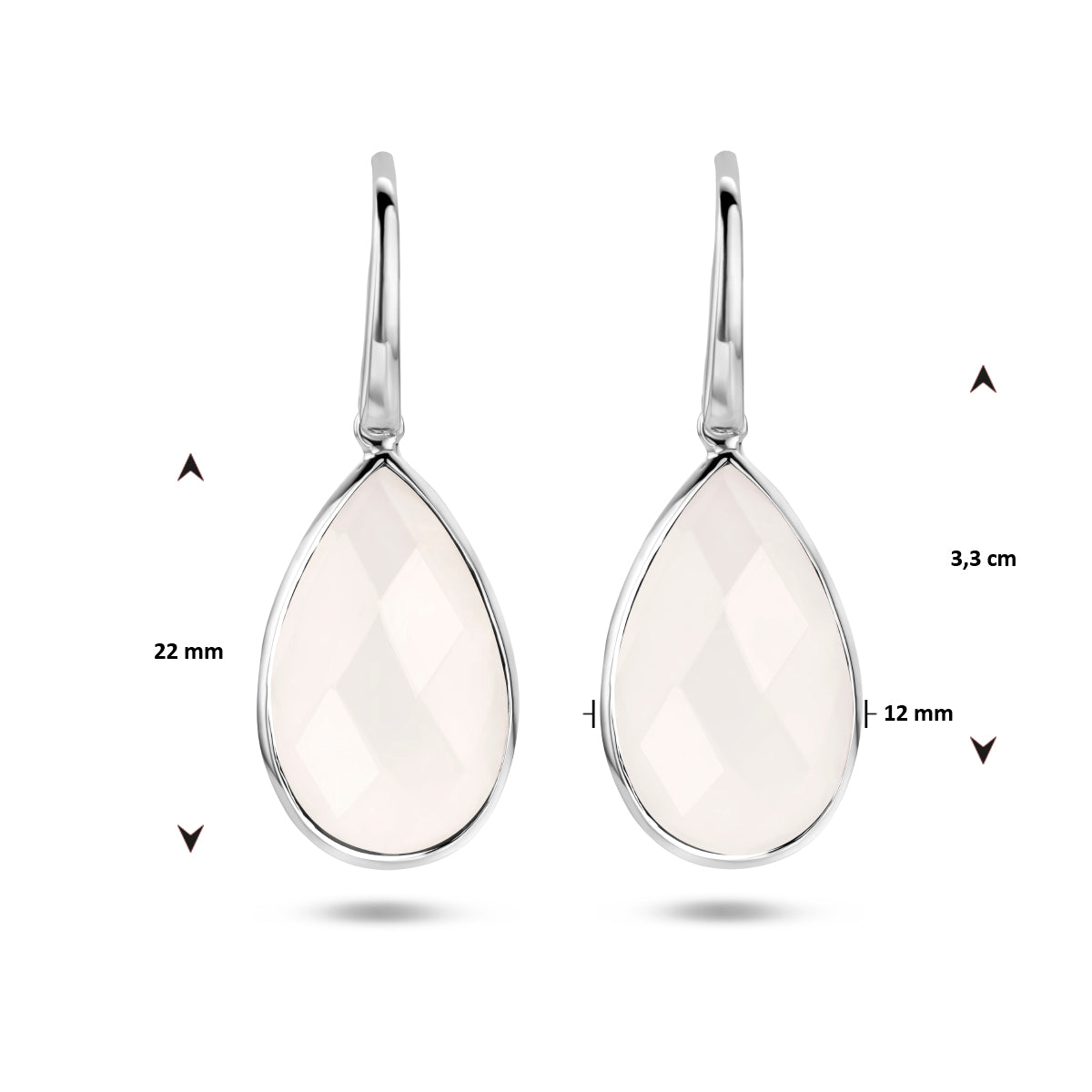 oorhangers wit agaat franse haak zilver gerhodineerd