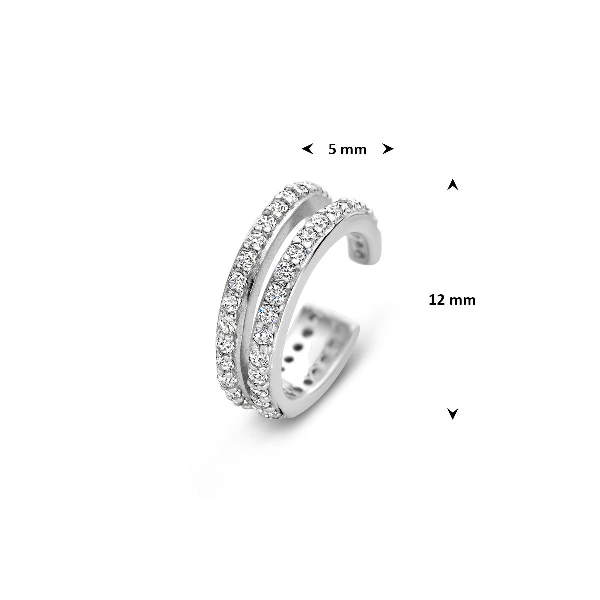ear cuff zirkonia 12 mm zilver gerhodineerd
