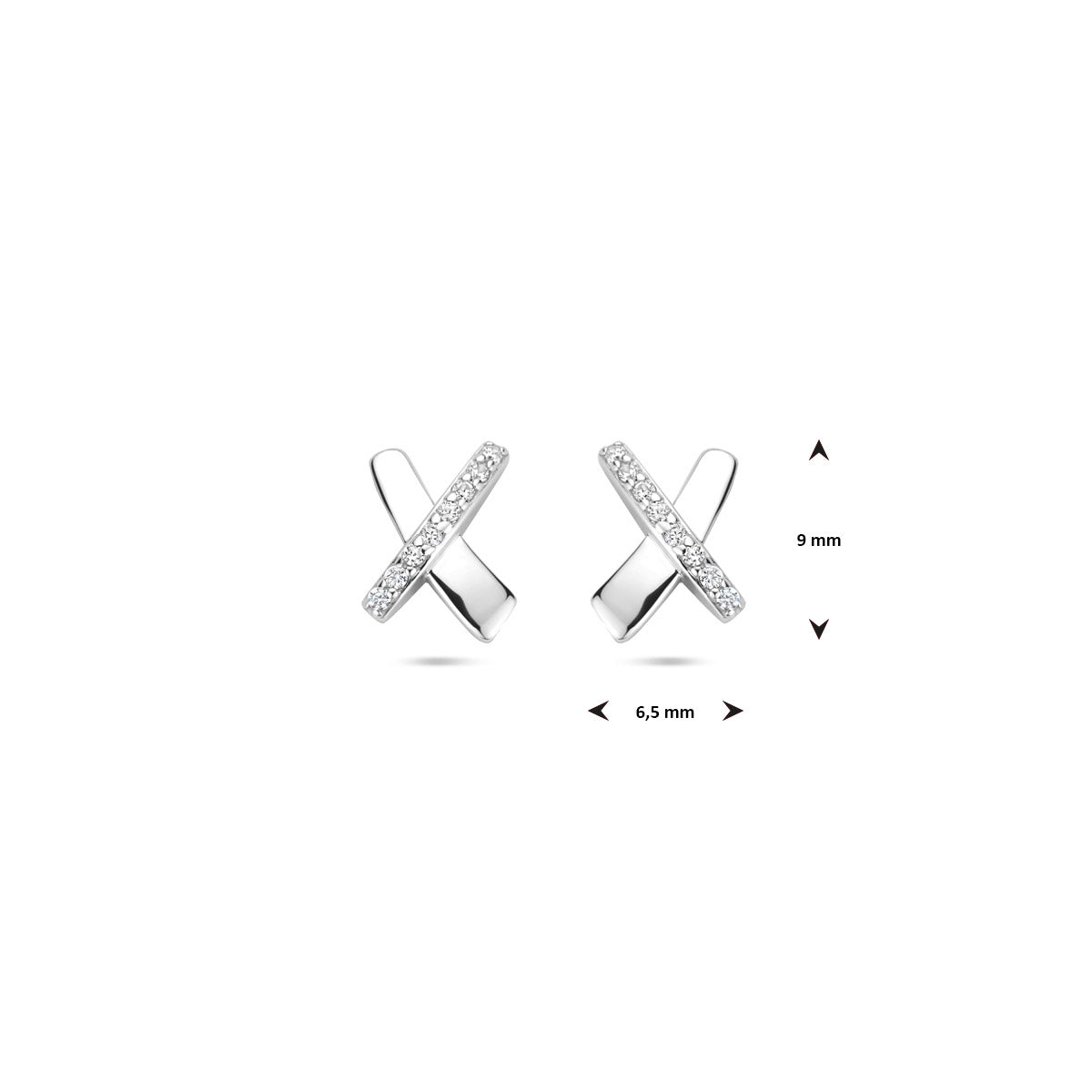 oorknoppen zirkonia 9 mm zilver gerhodineerd