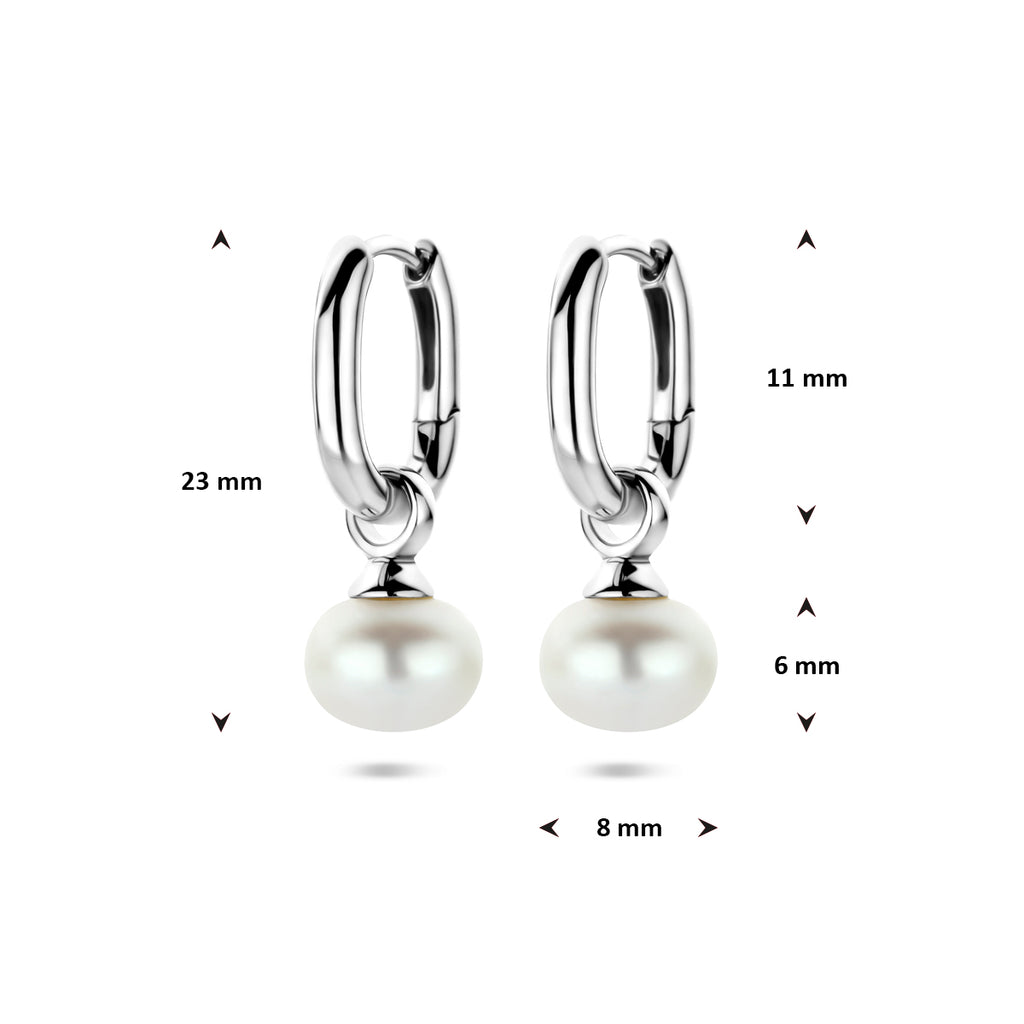 Ohrringe Perle 23 mm Silber rhodiniert