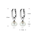 Ohrringe Perle 23 mm Silber rhodiniert
