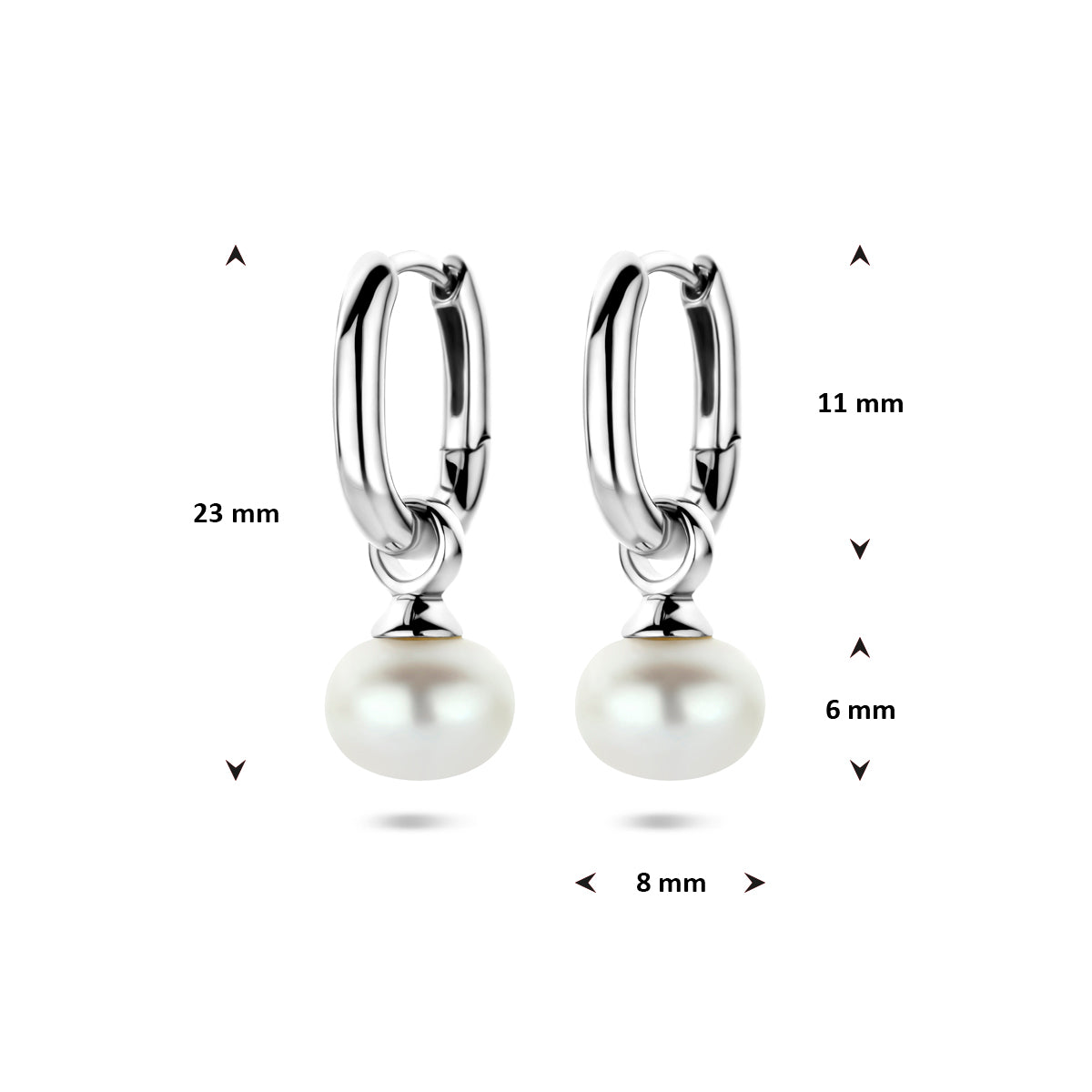 Ohrringe Perle 23 mm Silber rhodiniert