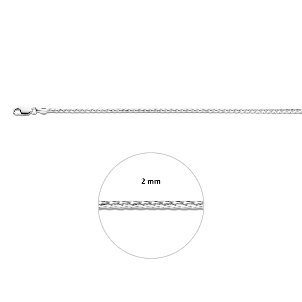 vossestaart 2,0 mm zilver wit