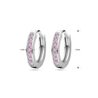 klapoorringen roze zirkonia 9 mm zilver gerhodineerd