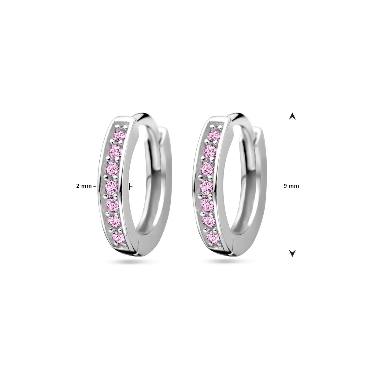 Klappohrringe rosa Zirkonia 9 mm Silber rhodiniert