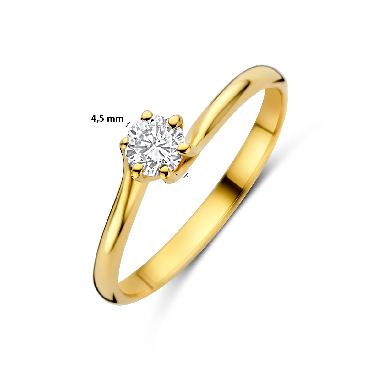 ring lab grown diamant 0.25ct g vs 14K geelgoud