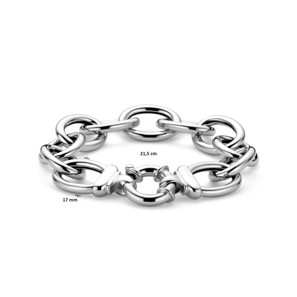 Armband großes Schloss 17 mm 21,5 cm Silber rhodiniert