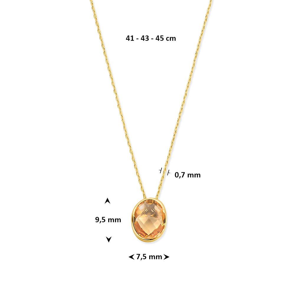 Citrin-Halskette 41 - 43 - 45 cm 14K Gelbgold