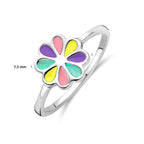 Ring Blume Emaille Silber rhodiniert