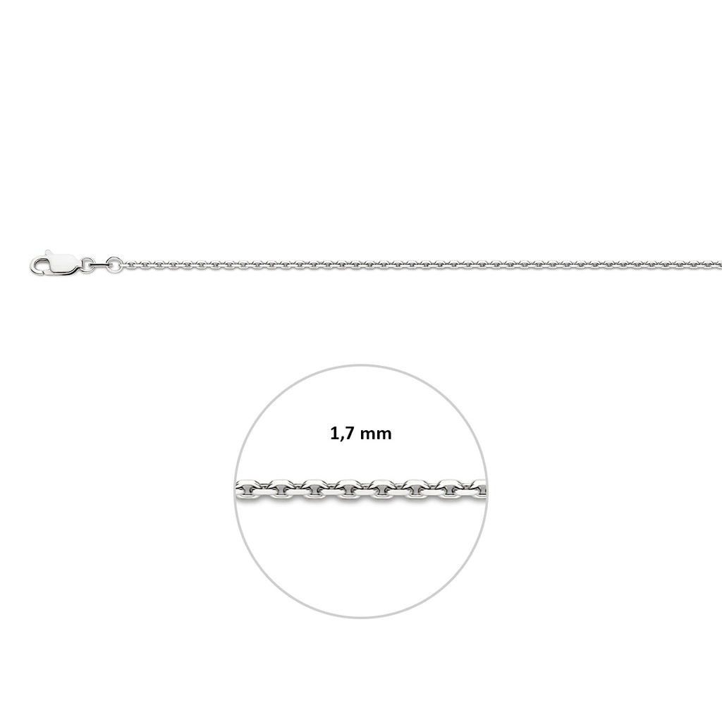 Anker, diamantgeschliffen, 1,7 mm, Silber, rhodiniert
