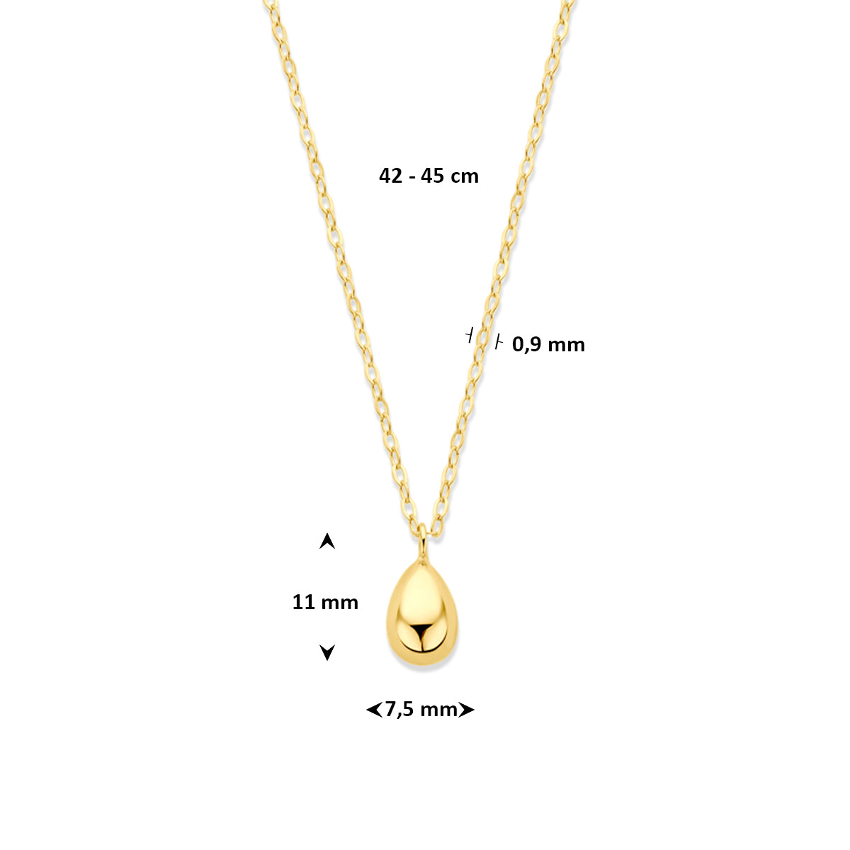 Halskette Tropfen 42 - 45 cm 14K Gelbgold