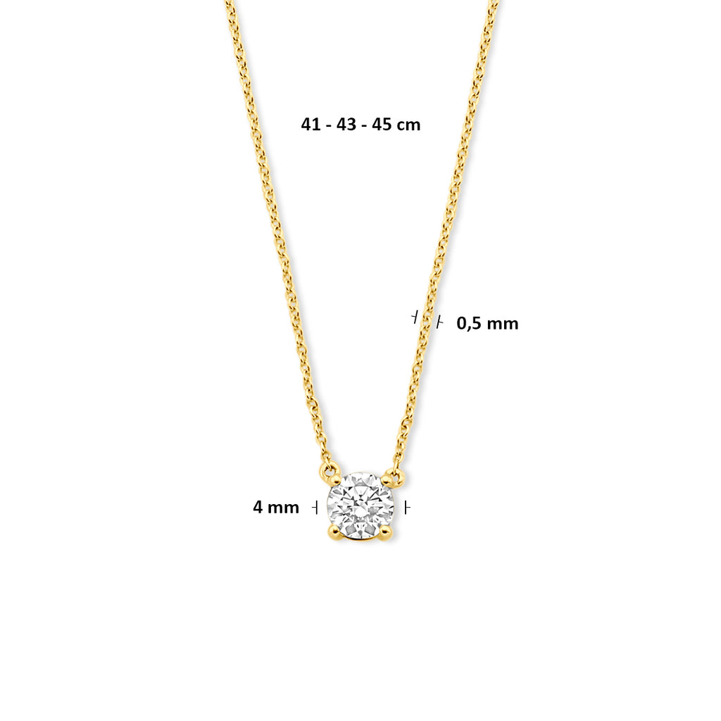 collier lab grown diamant 0.25ct g vs 41 - 43 - 45 cm 14K geelgoud