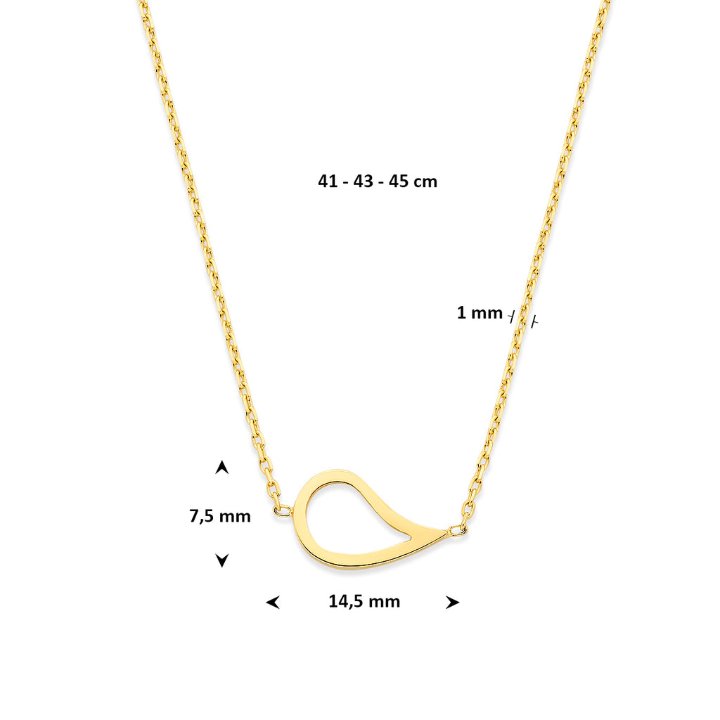 Halskette Tropfen 41 - 43 - 45 cm 14K Gelbgold