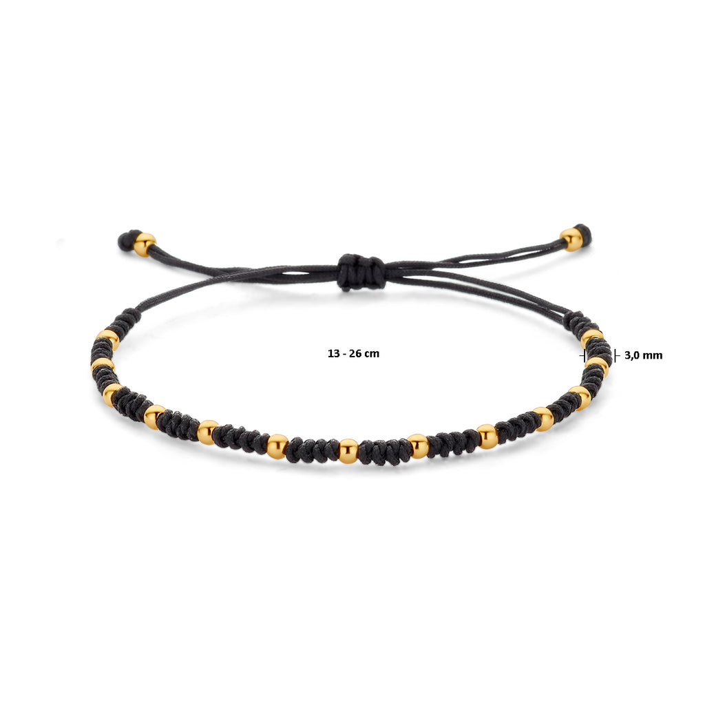 armband bolletjes 13 - 26 cm 14K goud met rubber/nylon/leer - bol