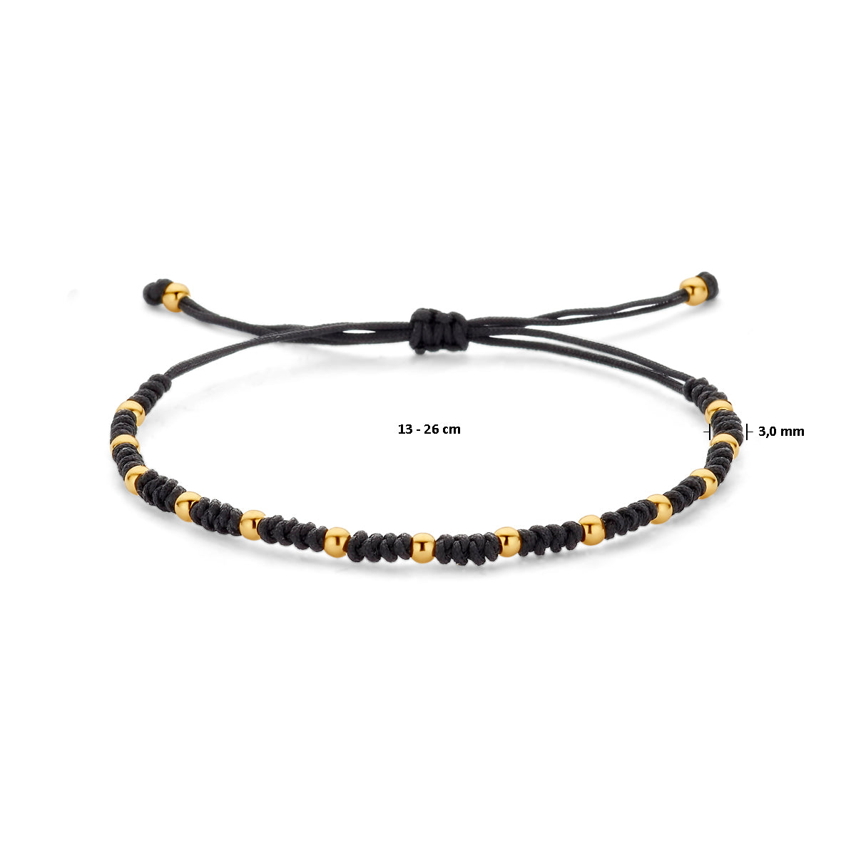 armband bolletjes 13 - 26 cm 14K goud met rubber/nylon/leer - bol