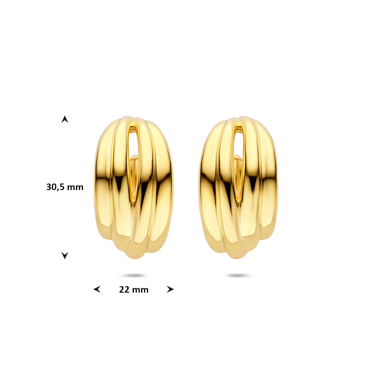 Steckerohrringe 30,5 mm 1 Mikron versilbert (gelb)