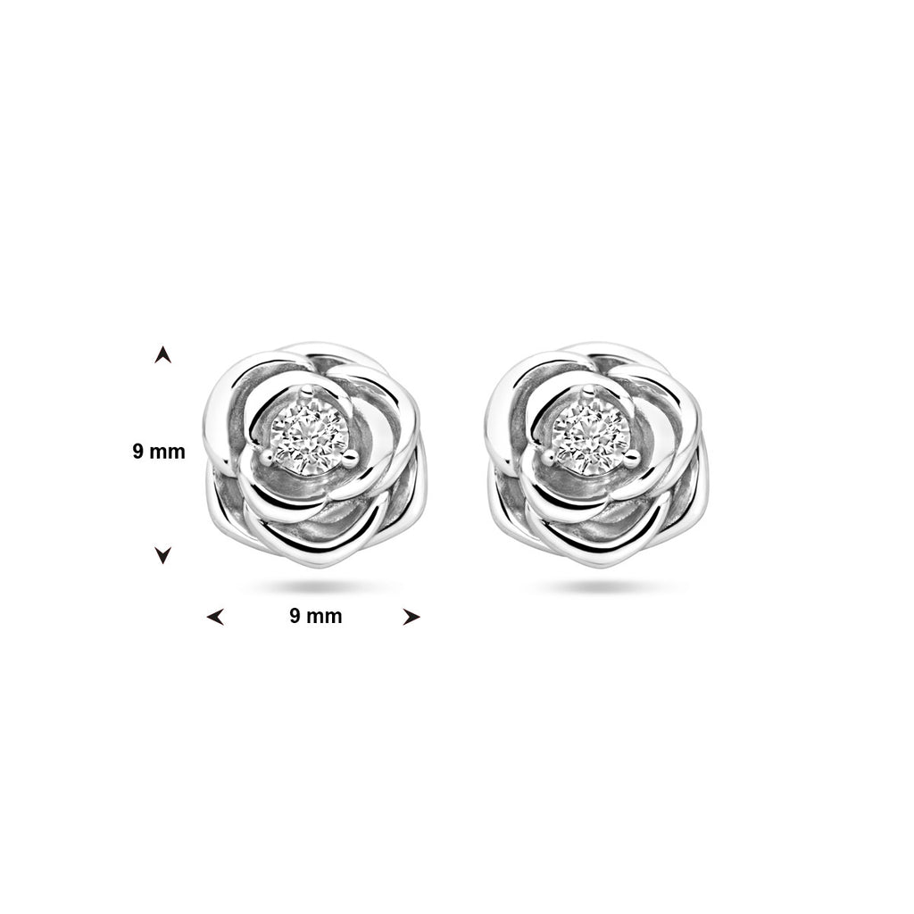 Ohrstecker Rose Zirkonia Silber rhodiniert