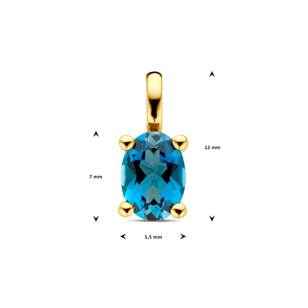 hanger london blue topaas 12 mm 14K geelgoud