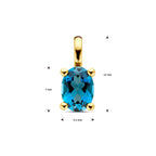 hanger london blue topaas 12 mm 14K geelgoud