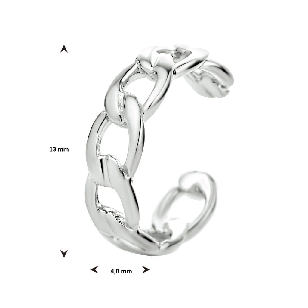 earcuff schakel 13 mm zilver gerhodineerd