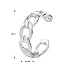 earcuff schakel 13 mm zilver gerhodineerd