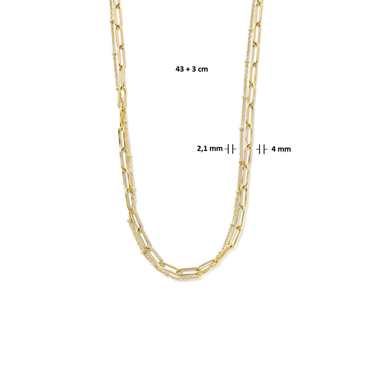 Mehrhalskettenanker und Büroklammer, Rundrohr 4,0 mm, 43 + 3 cm, ionenplattierter Edelstahl